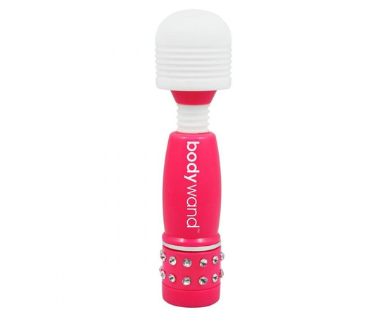 Розово-белый жезловый мини-вибратор с кристаллами Mini Massager Neon Edition, Длина: 11.00, Цвет: розовый с белым, фото 