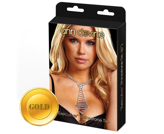 Галстук из золотистых кристаллов "EXECUTIVE" Rhinestone Tie, Цвет: золотистый, фото 