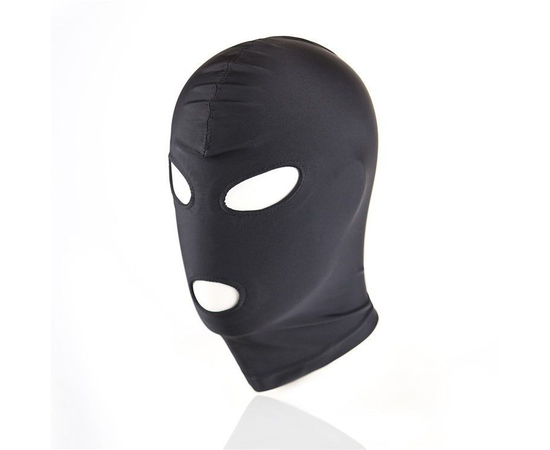 Черный текстильный шлем с прорезью для глаз и рта, фото 