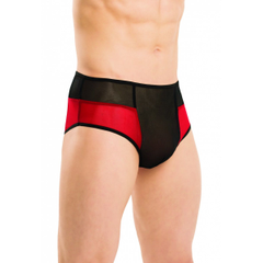 Пикантные мужские трусы с вырезом на попке, Цвет: черный с красным, Размер: XL-XXL, фото 