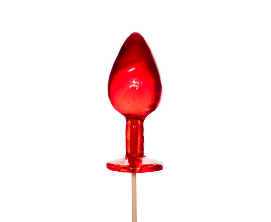 Красный леденец в форме большой анальной пробки со вкусом виски, фото 