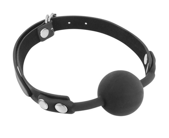 Черный силиконовый кляп-шарик на ремешках, Цвет: черный, фото 