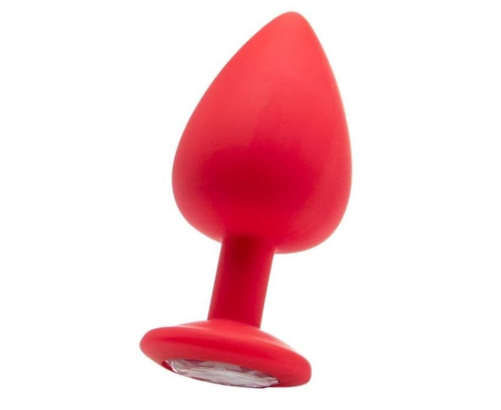 Красная анальная пробка OUCH! Extra Large Diamond Butt Plug с кристаллом - 9,3 см., фото 