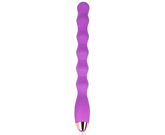 Фиолетовый ребристый вибромассажер - 30,5 см., фото 