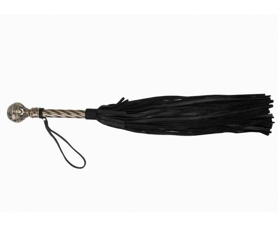 Черная плеть-флогер с витой ручкой в виде шара - 60 см., фото 