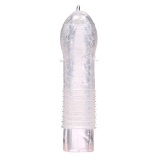 Прозрачная массажная насадка на пенис с рельефом - 12,5 см., фото 