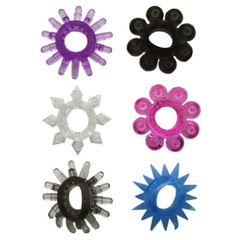 Набор из 6 эрекционных колец различной формы и цвета, фото 
