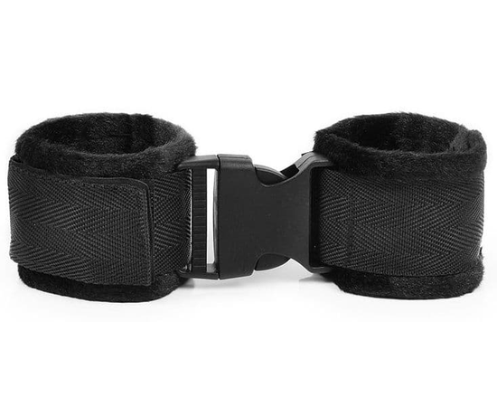 Черные мягкие наручники на липучке, фото 