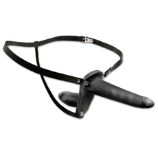 Женский страпон с вагинальной пробкой Double Penetrix Strap-on - 15 см., Цвет: черный, фото 