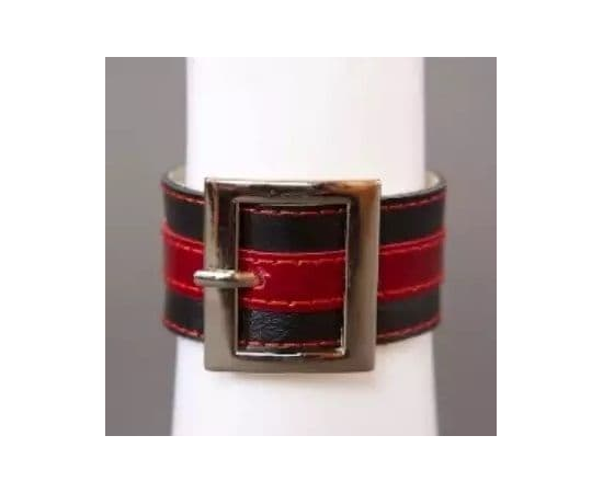 Чёрно-красный браслет с квадратной пряжкой, фото 