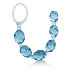 Голубая анальная цепочка Swirl Pleasure Beads - 20 см., фото 