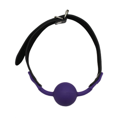 Фиолетовый силиконовый кляп-шарик на ремешках, фото 