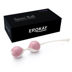 Бело-розовые вагинальные шарики Erokay, Цвет: белый с розовым, фото 