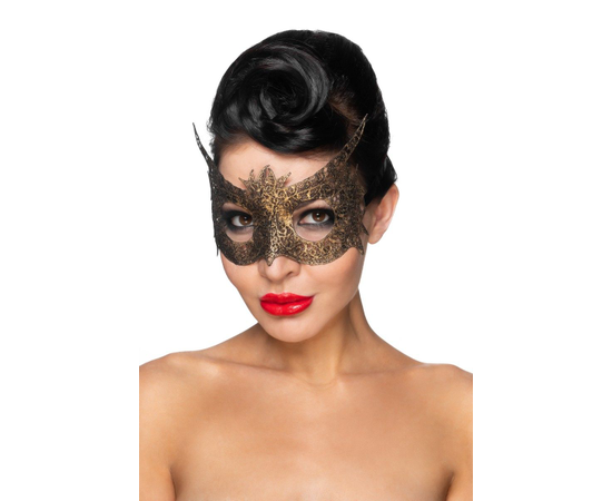 Золотистая карнавальная маска "Альхена", Цвет: золотистый, фото 
