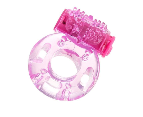 Розовое эрекционное виброкольцо из эластичного геля, фото 