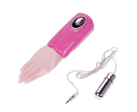 Вибромассажер-рука с подключаемой вибропулей, Цвет: розовый, фото 