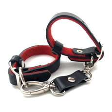 Черно-красные узкие кожаные наручники Provokator, фото 