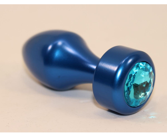 Синяя анальная пробка с голубым кристаллом - 7,8 см., фото 