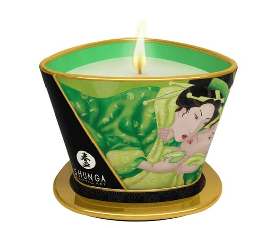 Массажная свеча Exotic Green Tea с ароматом зелёного чая - 170 мл., фото 