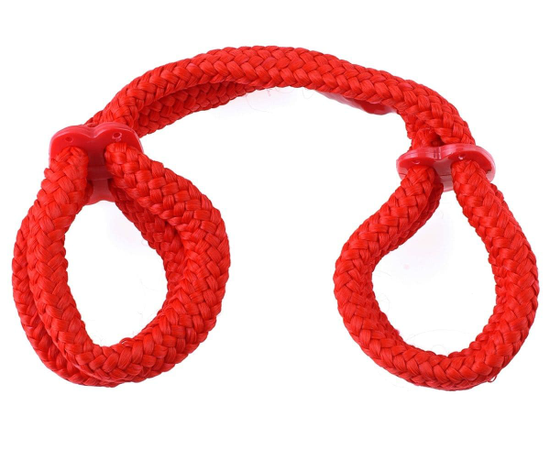 Красные верёвочные оковы на руки или ноги Silk Rope Love Cuffs, фото 