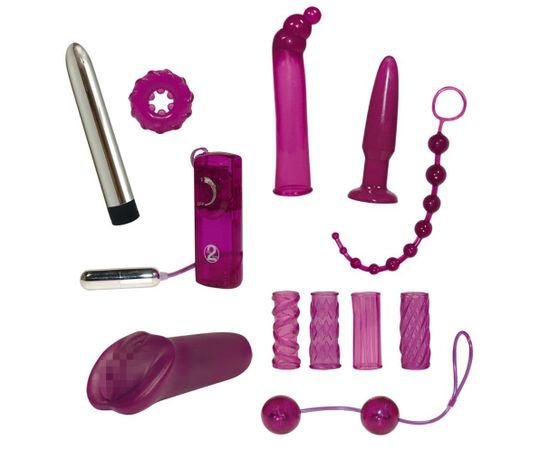 Фиолетовый эротический набор из 12 предметов Surprise Surprise Lovetoyset, фото 