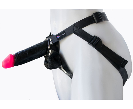 Страпон Harness Realistic с розовой головкой - 16,5 см., фото 