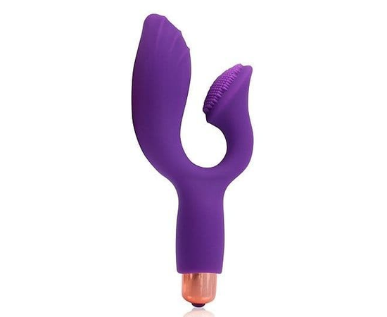 Фиолетовый вибромассажер Cosmo с отростком для стимуляции клитора, фото 
