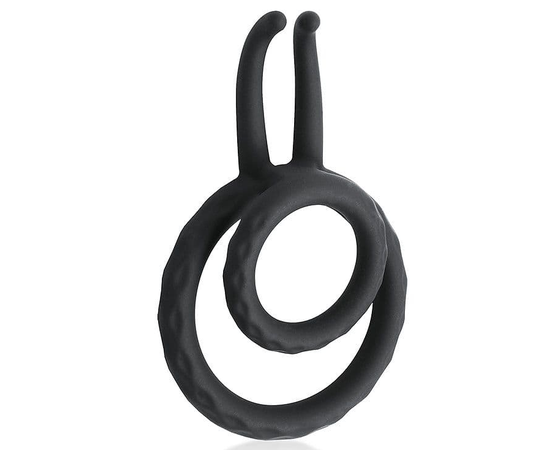 Черное двойное эрекционное кольцо с усиками, фото 