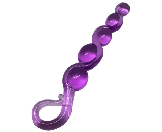Фиолетовая анальная цепочка из геля - 22 см., фото 