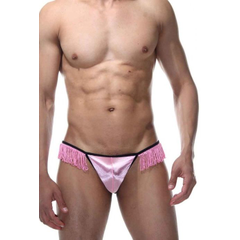 Пикантные мужские стринги с бахромой, Цвет: розовый, Размер: S-M, фото 