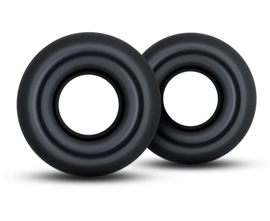 Набор из 2 черных колец Stay Hard Donut Rings Oversized, фото 