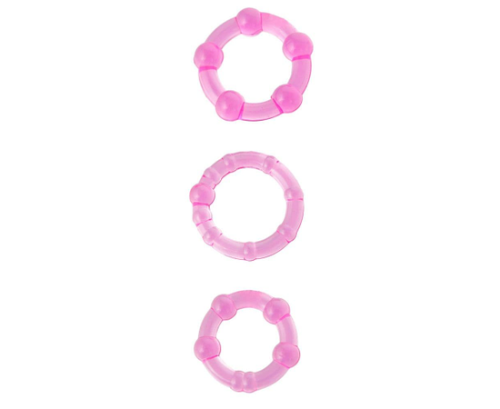 Набор из 3 стимулирующих эрекционных колец розового цвета, фото 
