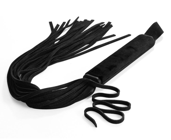 Черная плеть "Фрея" с велюровой рукоятью - 55 см., фото 