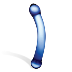 Синий изогнутый фаллоимитатор Curved G-Spot Glass Dildo - 16 см., Цвет: синий, фото 