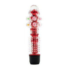 Прозрачный вибратор с дополнительными пупырышками - 16,5 см., Цвет: красный, фото 