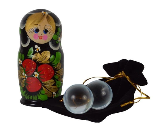 Стеклянные вагинальные шарики в футляре-матрёшке, Цвет: прозрачный, фото 