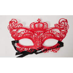 Кружевная маска в венецианском стиле с маленькой короной, Цвет: красный, фото 