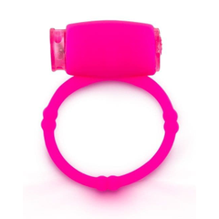 Розовое малоэластичное кольцо на член с вибрацией, фото 