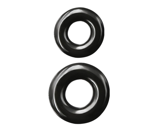 Набор из двух эрекционных колец черного цвета Double Stack, фото 