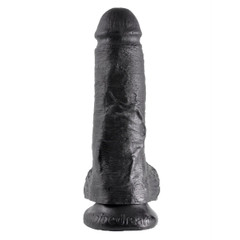 Чёрный фаллоимитатор 8" Cock with Balls - 21,3 см., фото 