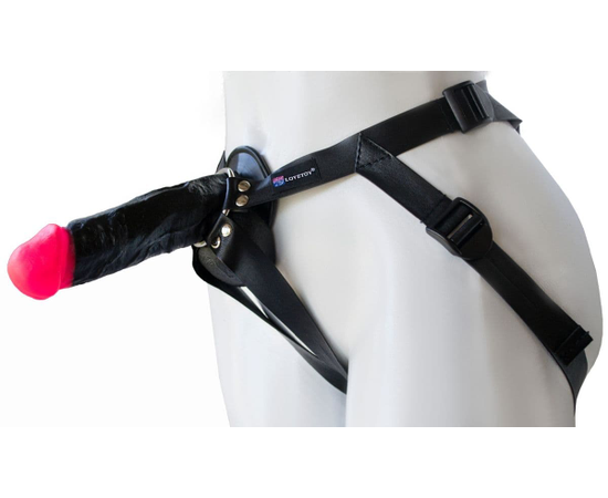 Страпон Harness Realistic с розовой головкой - 17,8 см., фото 