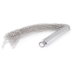 Серебристая металлическая плеть с рукоятью-втулкой - 56 см., фото 