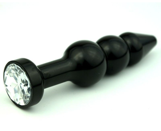 Чёрная анальная ёлочка с прозрачным кристаллом - 11,2 см., фото 