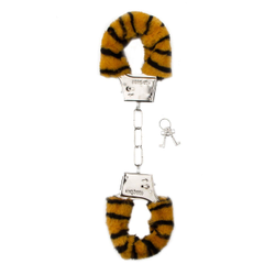 Меховые тигровые наручники, фото 
