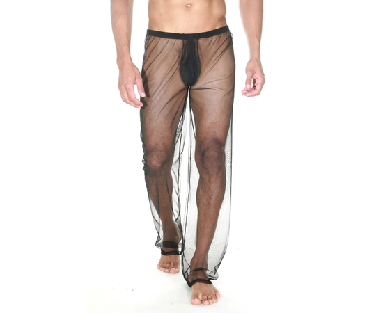 Прозрачные мужские брюки свободной посадки, Цвет: черный, Размер: L-XL, фото 