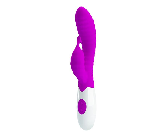 Вибратор с клиторальным отростком и ребрами Baile Pete - 20 см., Цвет: лиловый, фото 