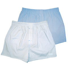 Комплект из 2 мужских трусов-шортов:  голубых и белых в полоску, Цвет: голубой с белым, Размер: XL, фото 