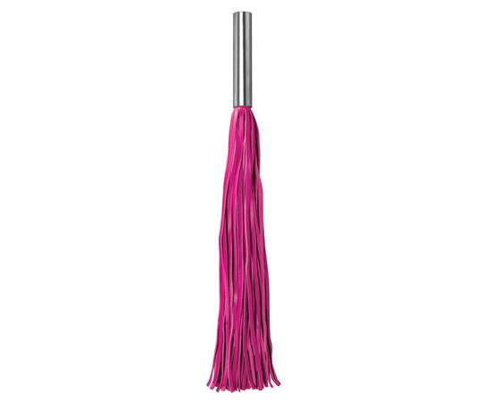 Розовая плётка Leather Whip Metal Long - 49,5 см., фото 