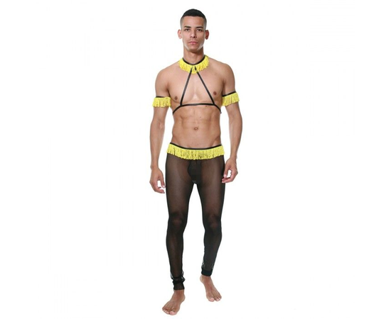 Мужской костюм «Танцор» с бахромой, Цвет: черный с желтым, Размер: L-XL, фото 