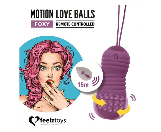 Фиолетовые вагинальные шарики с вращением бусин Remote Controlled Motion Love Balls Foxy, фото 